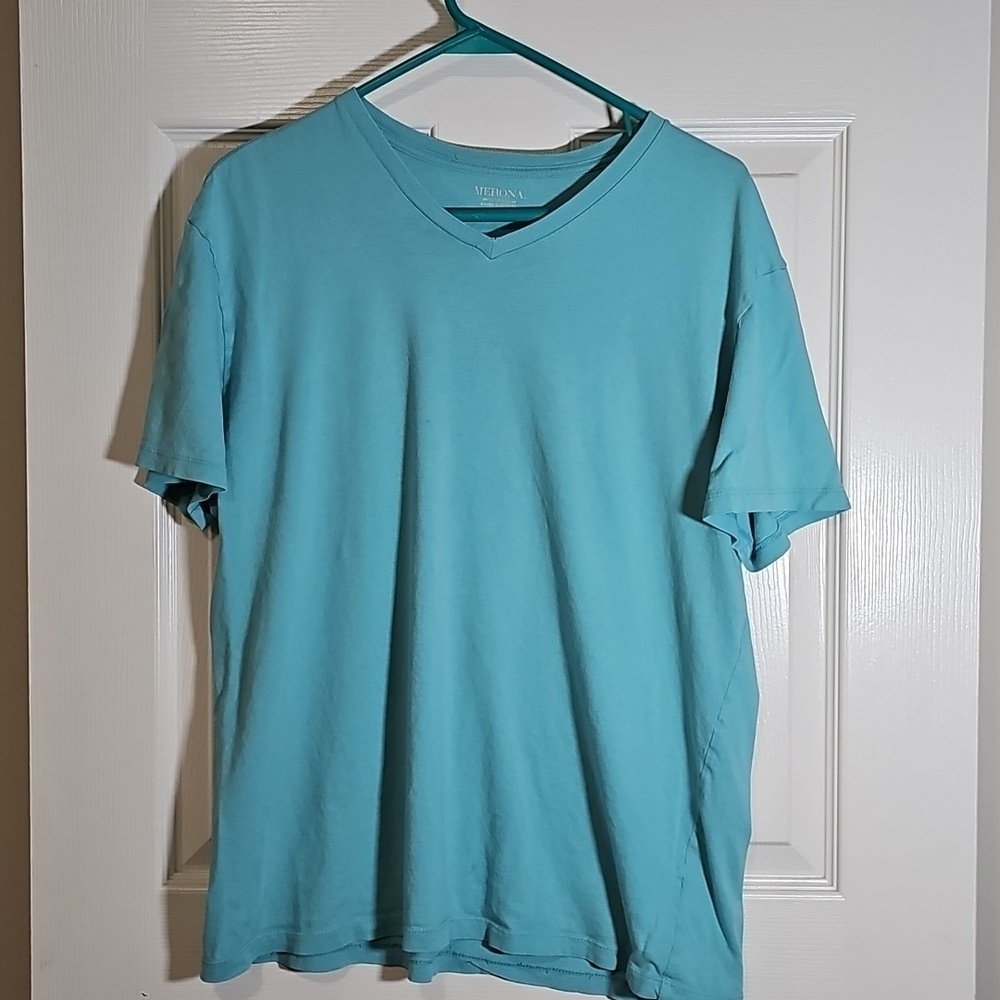 Set Of 4 Cotton T-shirts Solid Striped Crewneck V-Neck Men's Size L - Picture 2 of 13